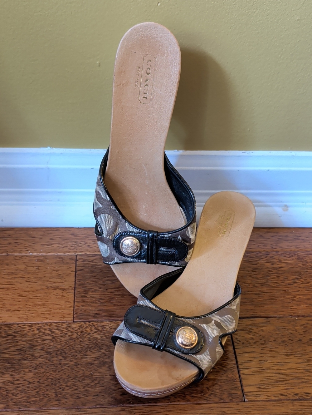 Coach Women's Signature Canvas Slide Sandals in Brown
